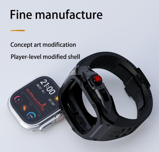 For Apple Watch Ultra 3 / 2 / 1 49mm RedPepper Armor Metal Case Integrated Silicone Watch Band(Black) - Watch Cases by RedPepper | Online Shopping UK | buy2fix
