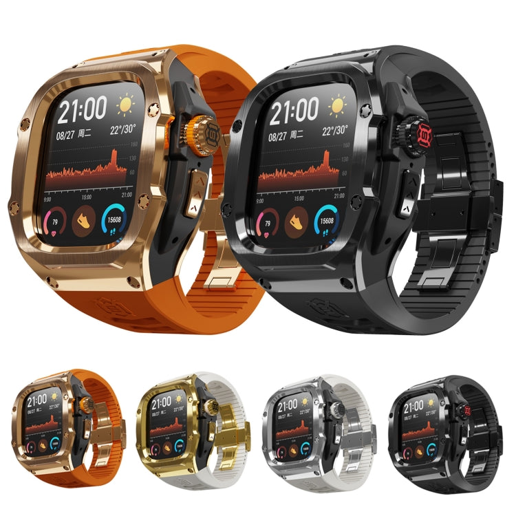 For Apple Watch Ultra 3 / 2 / 1 49mm RedPepper Armor Metal Case Integrated Silicone Watch Band(Gold Black White) - Watch Cases by RedPepper | Online Shopping UK | buy2fix