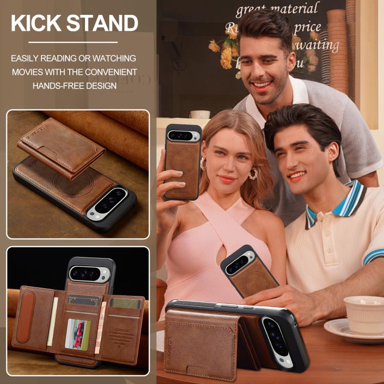 For Google Pixel 10 / 10 Pro LC.IMEEKE L5 Series Detachable RFID Card Bag Magsafe Phone Case(Brown) - Google Cases by LC.IMEEKE | Online Shopping UK | buy2fix