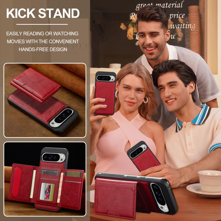 For Google Pixel 10 / 10 Pro LC.IMEEKE L5 Series Detachable RFID Card Bag Magsafe Phone Case(Red) - Google Cases by LC.IMEEKE | Online Shopping UK | buy2fix