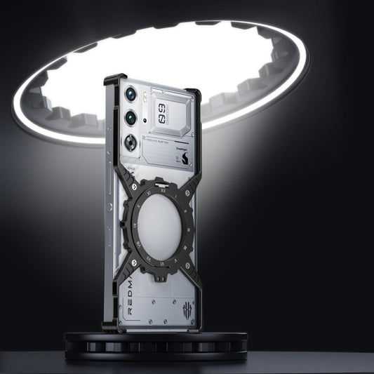 For ZTE nubia Red Magic 9 Pro / 9 Pro+ Gear Magnetic Holder Borderless Metal Phone Case(Silver) - ZTE Cases by buy2fix | Online Shopping UK | buy2fix