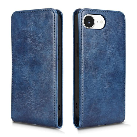 For iPhone 16e Magnetic Vertical Flip Leather Phone Case(Blue) - iPhone 16e Cases by buy2fix | Online Shopping UK | buy2fix