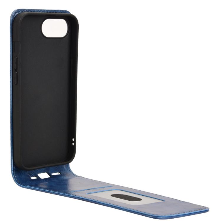 For iPhone 16e Magnetic Vertical Flip Leather Phone Case(Blue) - iPhone 16e Cases by buy2fix | Online Shopping UK | buy2fix
