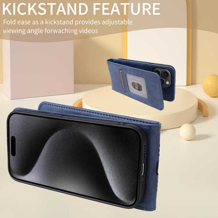 For iPhone 16e Magnetic Vertical Flip Leather Phone Case(Blue) - iPhone 16e Cases by buy2fix | Online Shopping UK | buy2fix