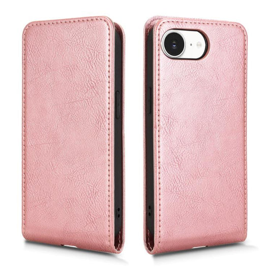 For iPhone 16e Magnetic Vertical Flip Leather Phone Case(Rose Gold) - iPhone 16e Cases by buy2fix | Online Shopping UK | buy2fix