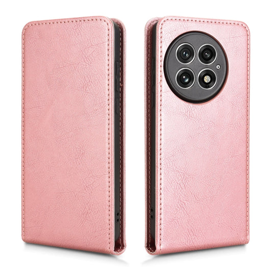 For OnePlus 13 Magnetic Vertical Flip Leather Phone Case(Rose Gold) by buy2fix