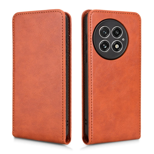 For OnePlus 13 Magnetic Vertical Flip Leather Phone Case(Brown) by buy2fix