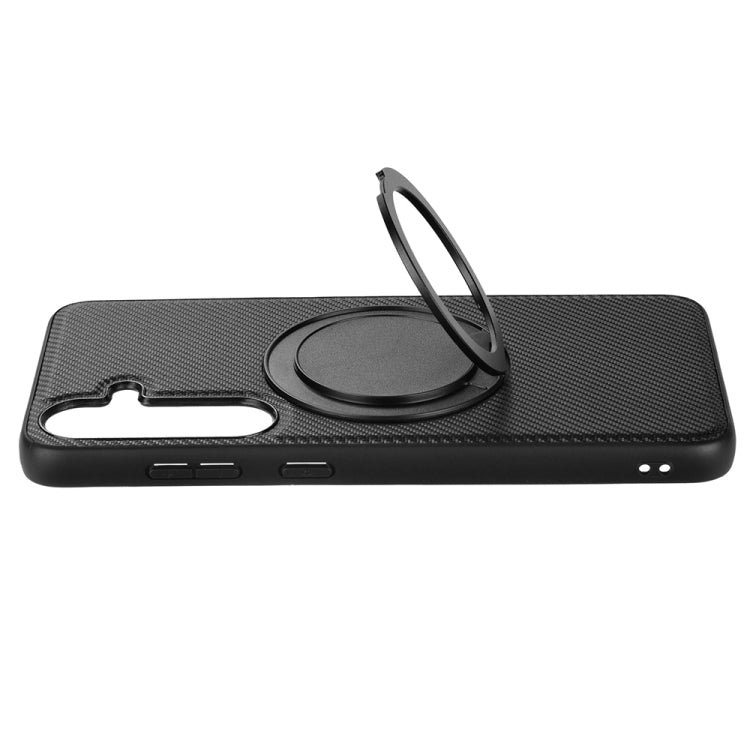 For Samsung Galaxy S25 5G ViLi TCY Series Kevlar Leather Texture Rotating Holder Phone Case(Black) by ViLi