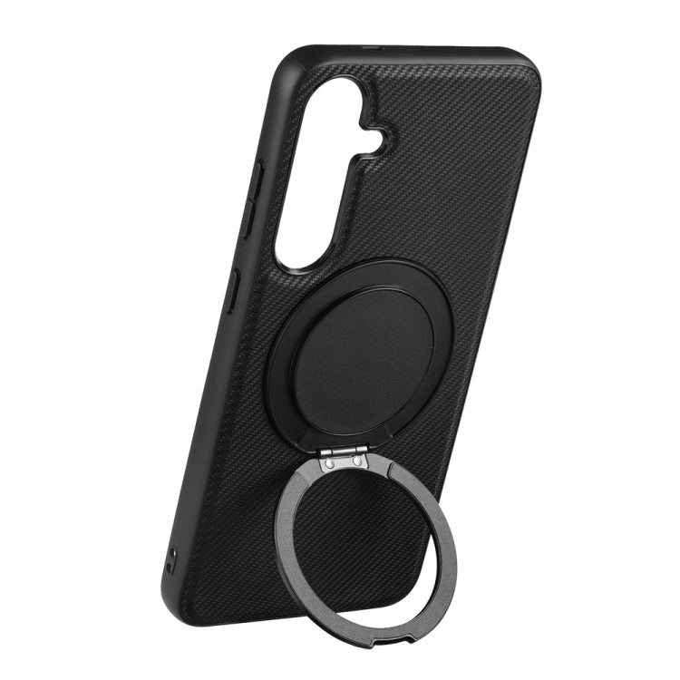 For Samsung Galaxy S25+ 5G ViLi TCY Series Kevlar Leather Texture Rotating Holder Phone Case(Black) - Galaxy S25+ 5G Cases by ViLi | Online Shopping UK | buy2fix