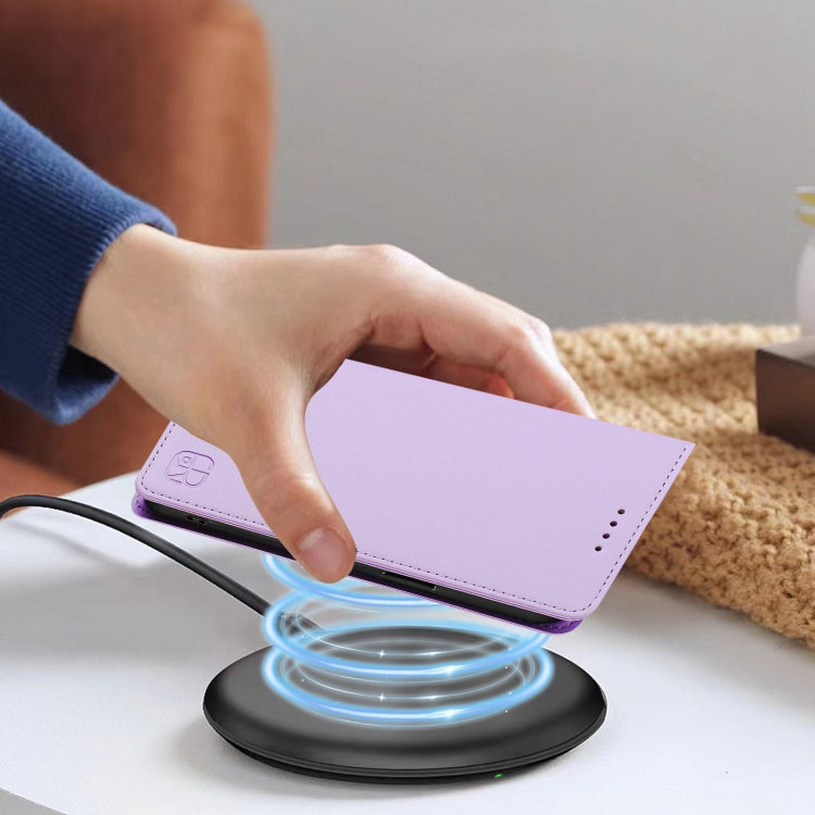 For Samsung Galaxy S24 / S25 5G RC01 Dual-Folded Magnetic Suction RFID Leather Phone Case(Light Purple) by buy2fix