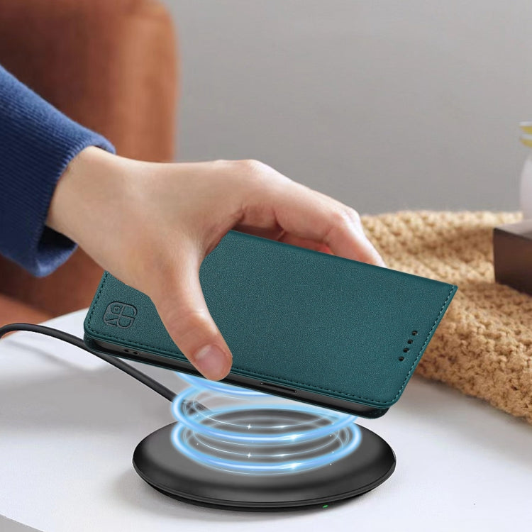 For Samsung Galaxy S24+ / S25+ 5G RC01 Dual-Folded Magnetic Suction RFID Leather Phone Case(Dark Green) by buy2fix