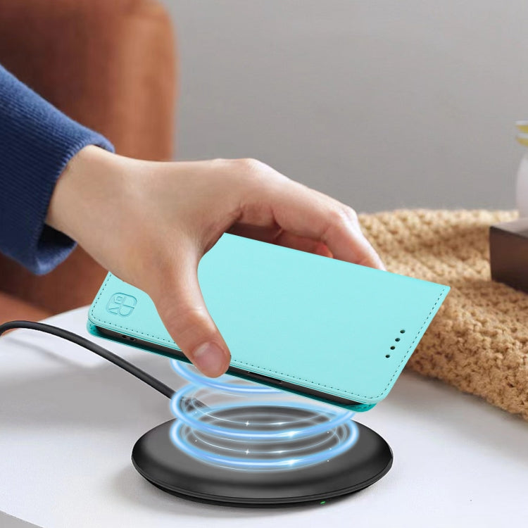 For Samsung Galaxy S25 Ultra 5G RC01 Dual-Folded Magnetic Suction RFID Leather Phone Case(Mint Green) by buy2fix