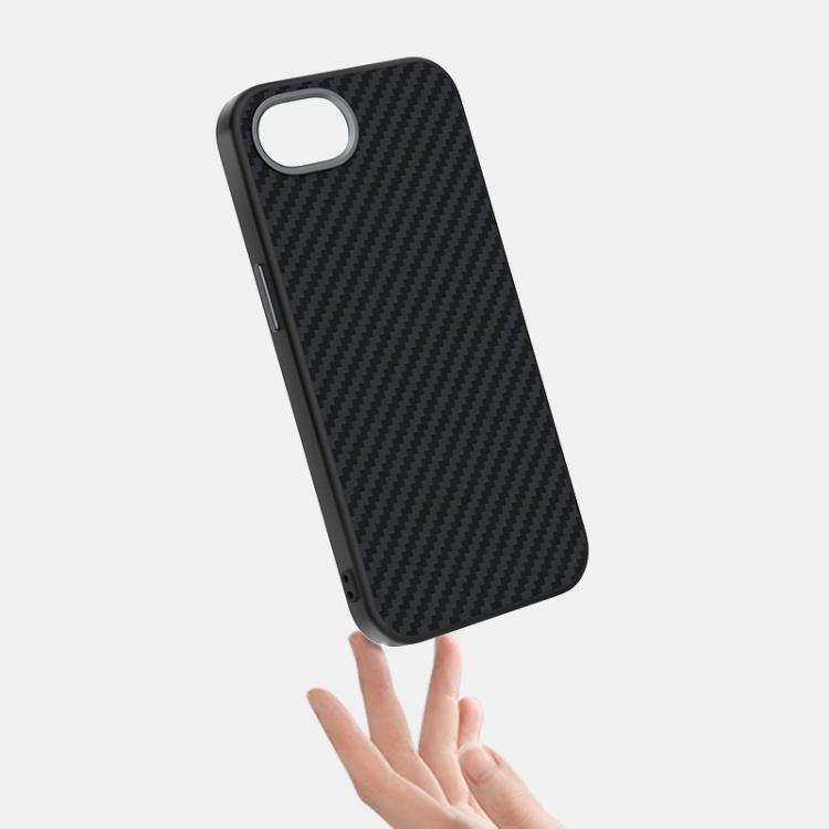 For iPhone 16e ABEEL C Carbon Fiber Series 6D Micro Relief MagSafe Phone Case(Black Blue) - iPhone 16e Cases by buy2fix | Online Shopping UK | buy2fix