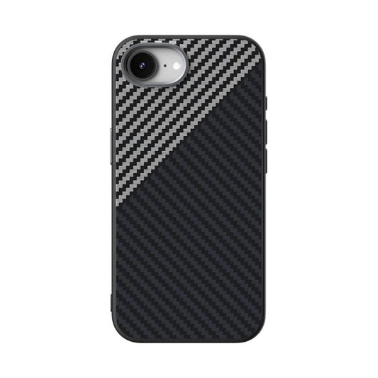 For iPhone 16e ABEEL C Carbon Fiber Series 6D Micro Relief MagSafe Phone Case(Black Grey) - iPhone 16e Cases by buy2fix | Online Shopping UK | buy2fix