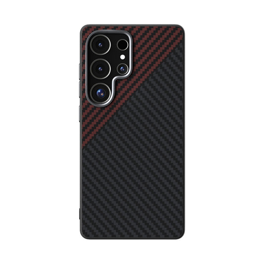 For Samsung Galaxy S25 Ultra 5G ABEEL C Carbon Fiber Series 6D Micro Relief MagSafe Phone Case(Black Red) by buy2fix
