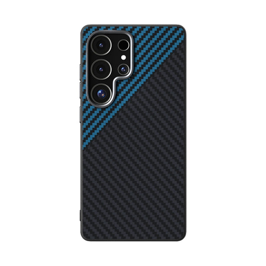 For Samsung Galaxy S25 Ultra 5G ABEEL C Carbon Fiber Series 6D Micro Relief MagSafe Phone Case(Black Blue) by buy2fix
