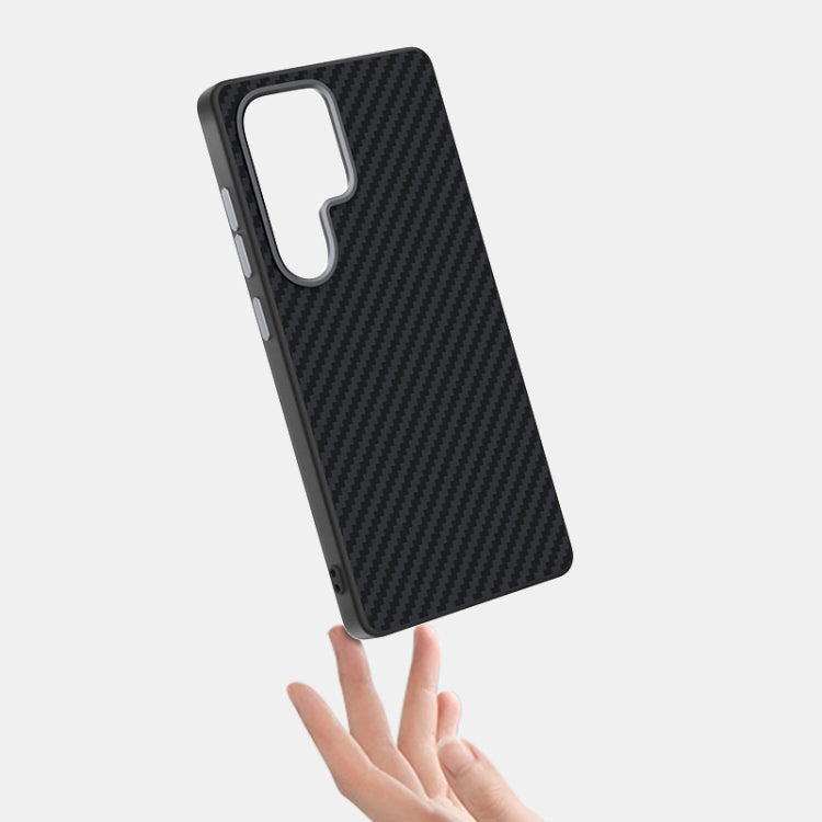 For Samsung Galaxy S25 Ultra 5G ABEEL C Carbon Fiber Series 6D Micro Relief MagSafe Phone Case(Black Grey) by buy2fix