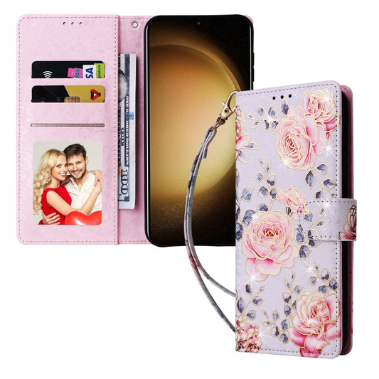 For Samsung Galaxy S25+ 5G Bronzing Painting RFID Leather Phone Case(Pastoral Rose) by buy2fix