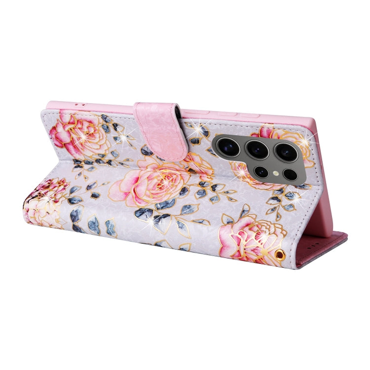 For Samsung Galaxy S25 Ultra 5G Bronzing Painting RFID Leather Phone Case(Pastoral Rose) by buy2fix