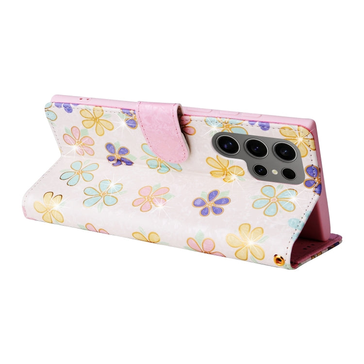 For Samsung Galaxy S25 Ultra 5G Bronzing Painting RFID Leather Phone Case(Bloosoming Flower) by buy2fix