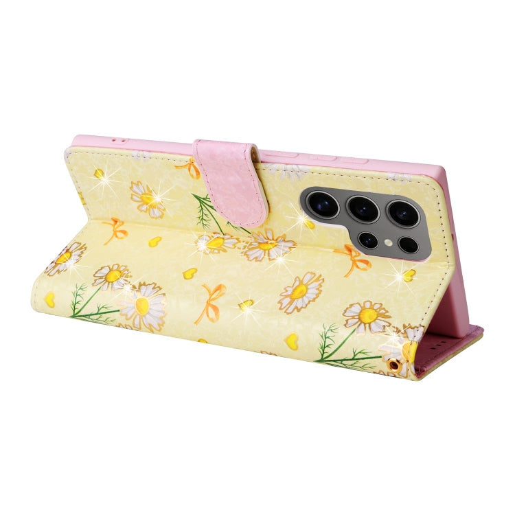 For Samsung Galaxy S25 Ultra 5G Bronzing Painting RFID Leather Phone Case(Yellow Daisy) by buy2fix