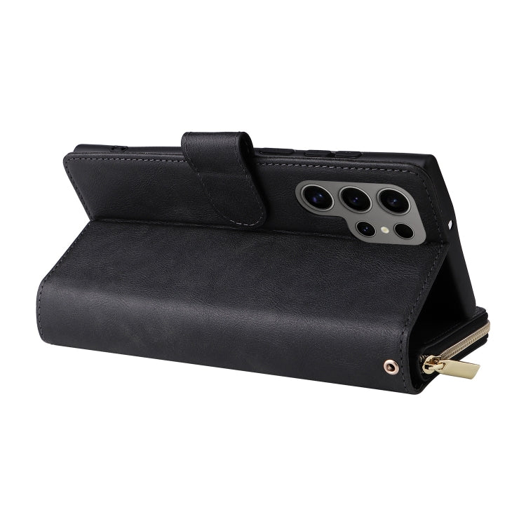 For Samsung Galaxy S25 Ultra 5G 9-Card Slots Zipper Wallet Bag Leather Phone Case(Black) by buy2fix