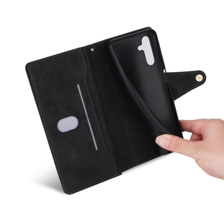 For Samsung Galaxy S25 5G Rivet Buckle 9 Cards Three Fold Leather Phone Case(Black) by buy2fix
