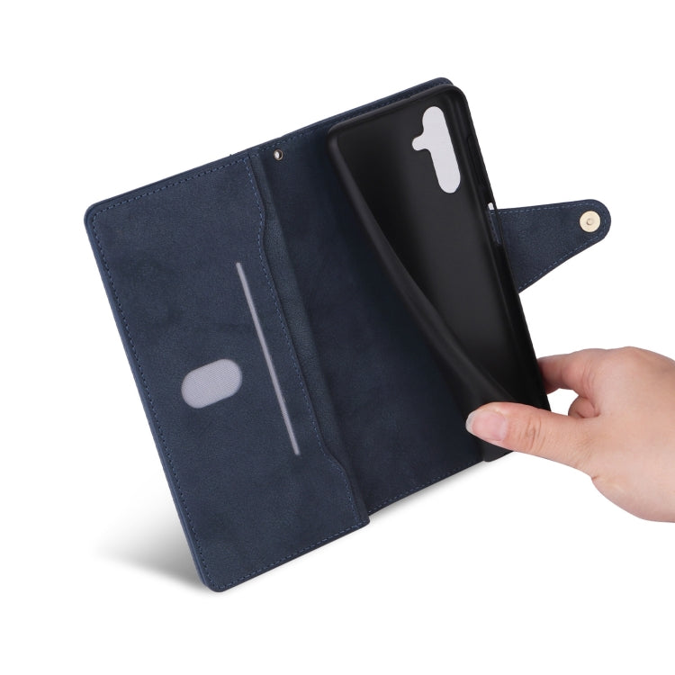 For Samsung Galaxy S25 5G Rivet Buckle 9 Cards Three Fold Leather Phone Case(Blue) by buy2fix
