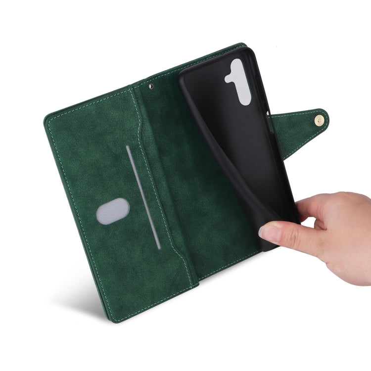 For Samsung Galaxy S25+ 5G Rivet Buckle 9 Cards Three Fold Leather Phone Case(Green) by buy2fix