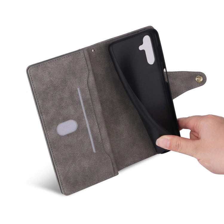For Samsung Galaxy S25+ 5G Rivet Buckle 9 Cards Three Fold Leather Phone Case(Grey) by buy2fix