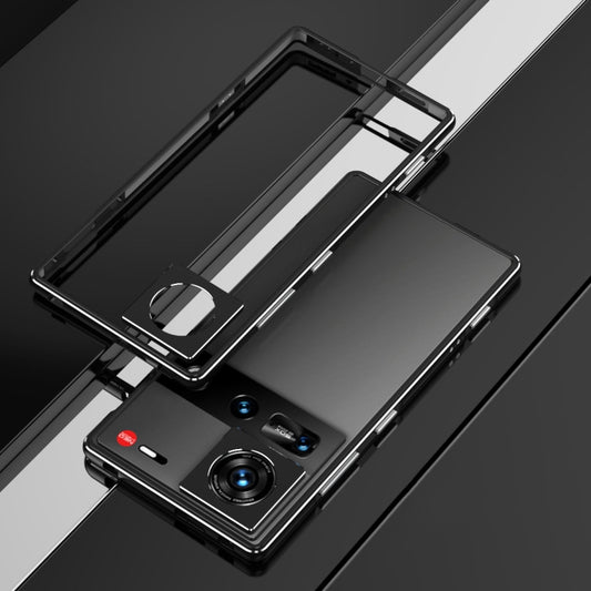 For ZTE nubia Z70 Ultra Aurora Series Lens Protector + Metal Frame Phone Case(Black Silver) - ZTE Cases by buy2fix | Online Shopping UK | buy2fix