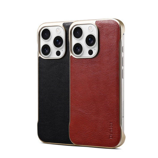 For iPhone 16 Pro Max Denior MagSafe Genuine Leather Calf Texture Phone Case(Red) by Denior