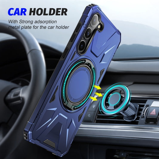 For Samsung Galaxy S25+ 5G MagSafe Magnetic Shockproof Phone Case with Ring Holder(Navy Blue) by buy2fix