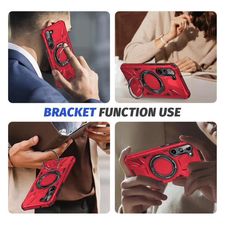 For Samsung Galaxy S25+ 5G MagSafe Magnetic Shockproof Phone Case with Ring Holder(Red) by buy2fix