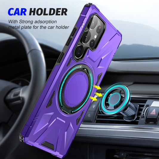 For Samsung Galaxy S25 Ultra 5G MagSafe Magnetic Shockproof Phone Case with Ring Holder(Purple) by buy2fix