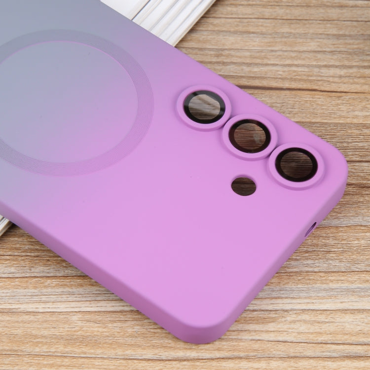 For Samsung Galaxy S25 5G Liquid TPU Silicone Gradient MagSafe Phone Case(Purple Grey) by buy2fix