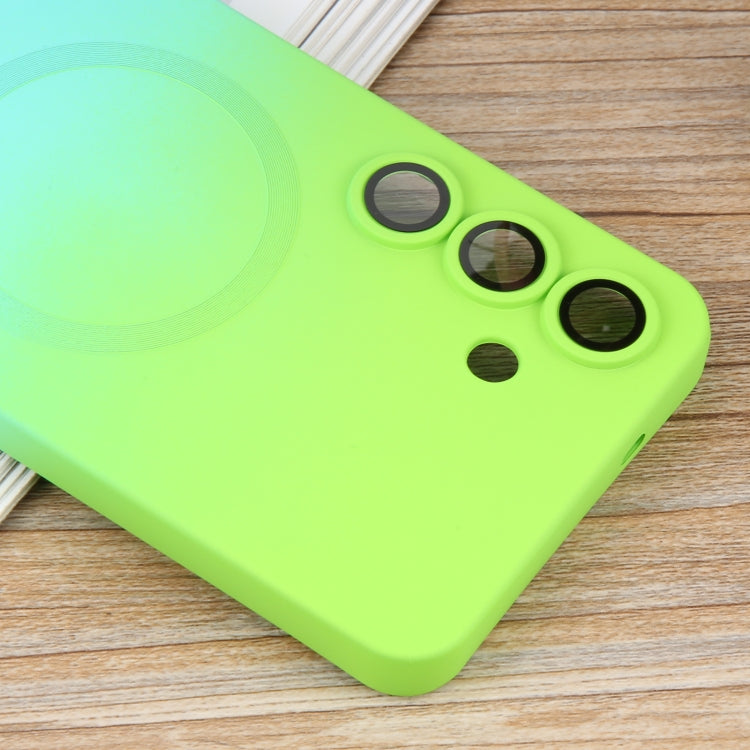 For Samsung Galaxy S25 5G Liquid TPU Silicone Gradient MagSafe Phone Case(Cyan Blue) by buy2fix