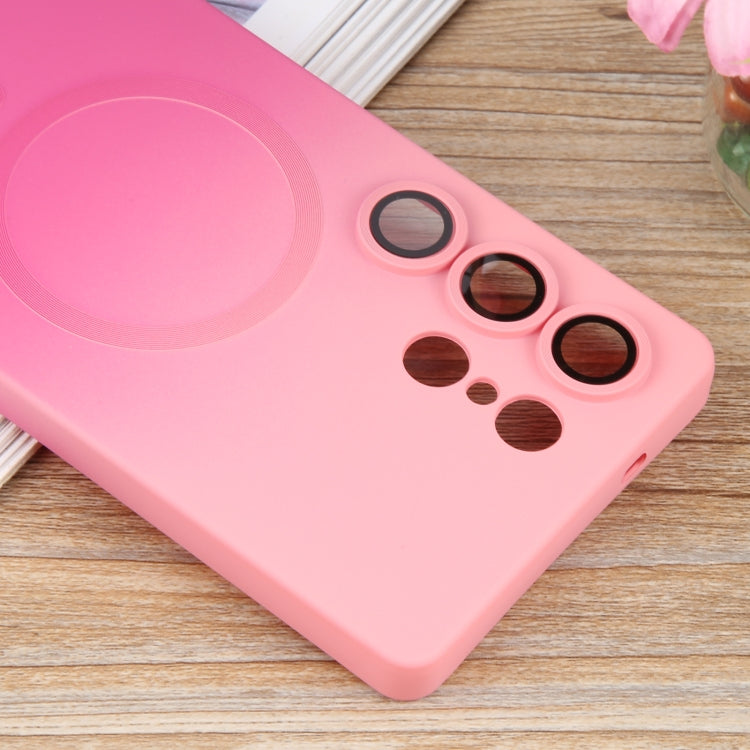 For Samsung Galaxy S25 Ultra 5G Liquid TPU Silicone Gradient MagSafe Phone Case(Pink Red) by buy2fix