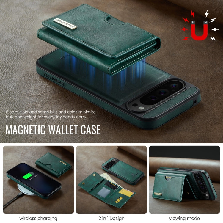 For Google Pixel 9 Pro XL DG.MING M6 Series RFID Tri-fold Card Bag Removable Leather Phone Case(Green) - Google Cases by DG.MING | Online Shopping UK | buy2fix