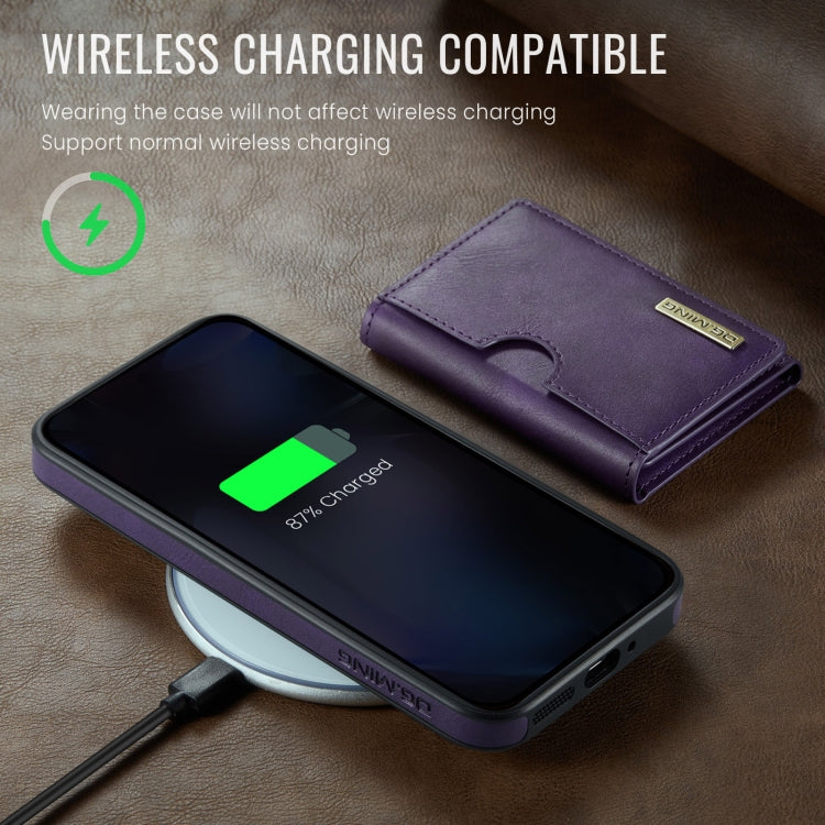 For Google Pixel 9 Pro XL DG.MING M6 Series RFID Tri-fold Card Bag Removable Leather Phone Case(Purple) - Google Cases by DG.MING | Online Shopping UK | buy2fix