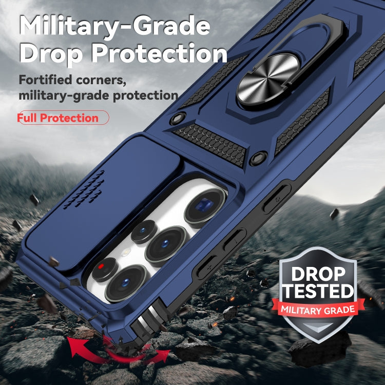 For Samsung Galaxy S25 Ultra 5G Sliding Camshield Holder Phone Case(Blue) by buy2fix