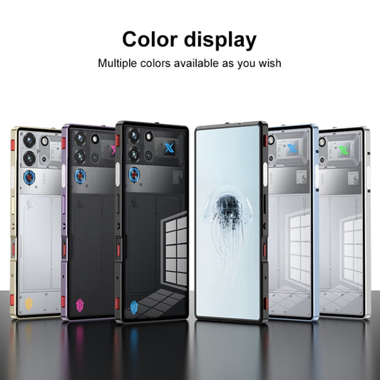 For ZTE nubia Red Magic 10 Pro / 10 Pro+ Snap Buckle Metal Frame Glass Back Panel Phone Case(Sierra Blue) - ZTE Cases by buy2fix | Online Shopping UK | buy2fix
