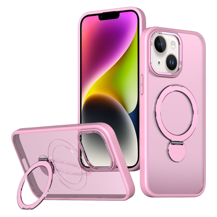 For iPhone 14 Plus Wing Series Gen2 MagSafe Metal Ring Holder Phone Case(Pink) - iPhone 14 Plus Cases by buy2fix | Online Shopping UK | buy2fix