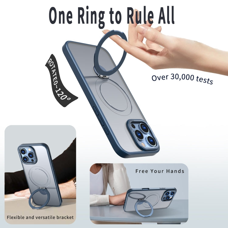 For iPhone 12 Wing Series Gen2 MagSafe Metal Ring Holder Phone Case(Blue) - iPhone 12 / 12 Pro Cases by buy2fix | Online Shopping UK | buy2fix