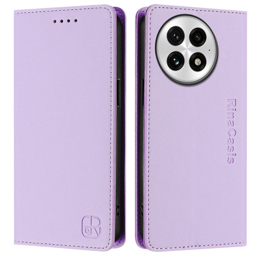 For OnePlus 13 RC01 Dual-Folded Magnetic Suction RFID Leather Phone Case(Light Purple) by buy2fix