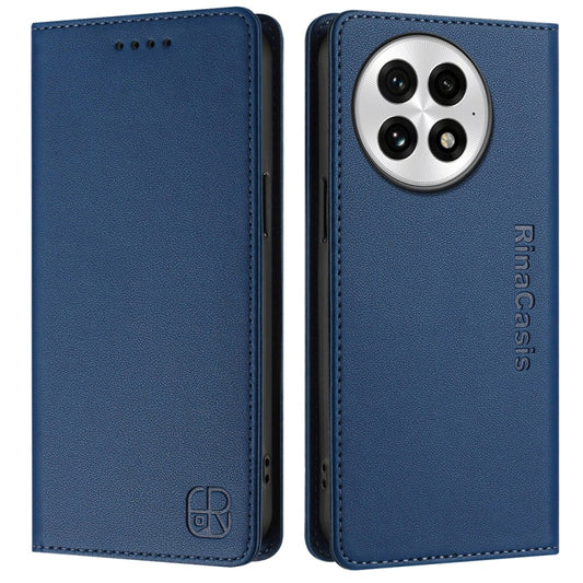 For OnePlus 13 RC01 Dual-Folded Magnetic Suction RFID Leather Phone Case(Dark Blue) by buy2fix