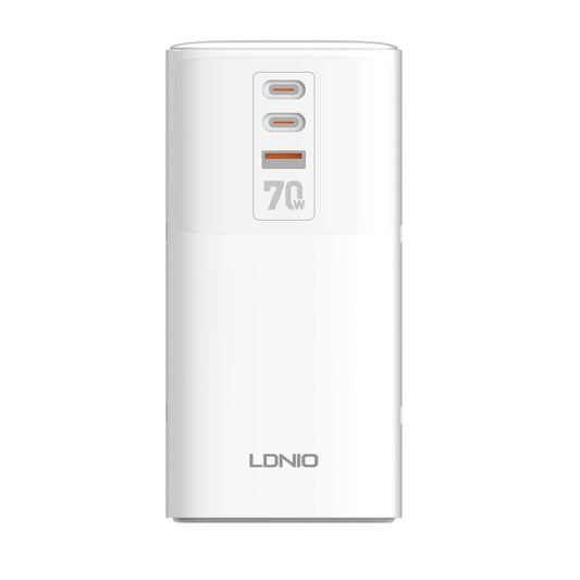 LDNIO SC4396 70W Desktop Multi-function GaN Desktop Charger 2AC, 1U, 2C with 1 Socket, Plug:UK Plug(White) by LDNIO