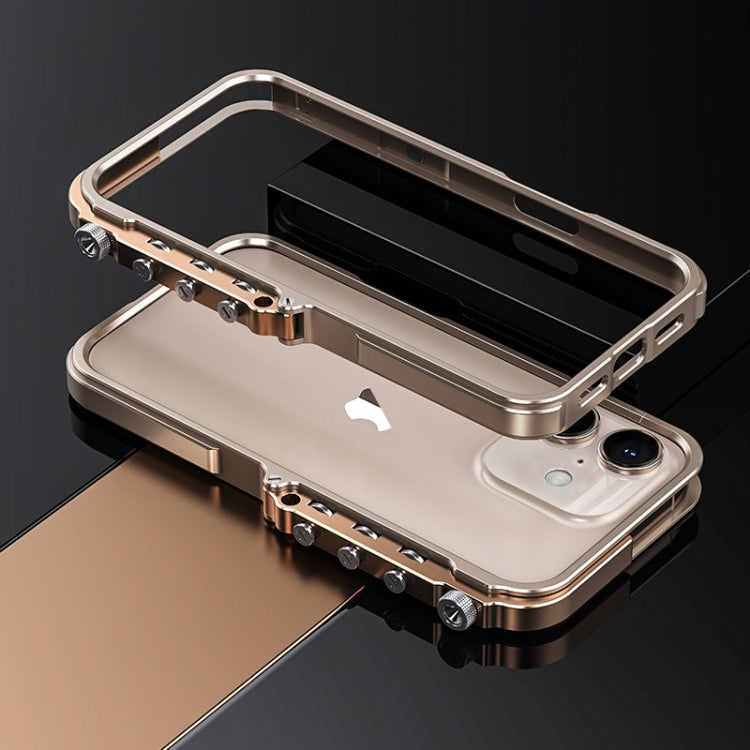 For iPhone 16 Mechanical Armor Creative Metal Frame Aluminum Alloy Phone Case(Gold) - iPhone 16 Cases by buy2fix | Online Shopping UK | buy2fix