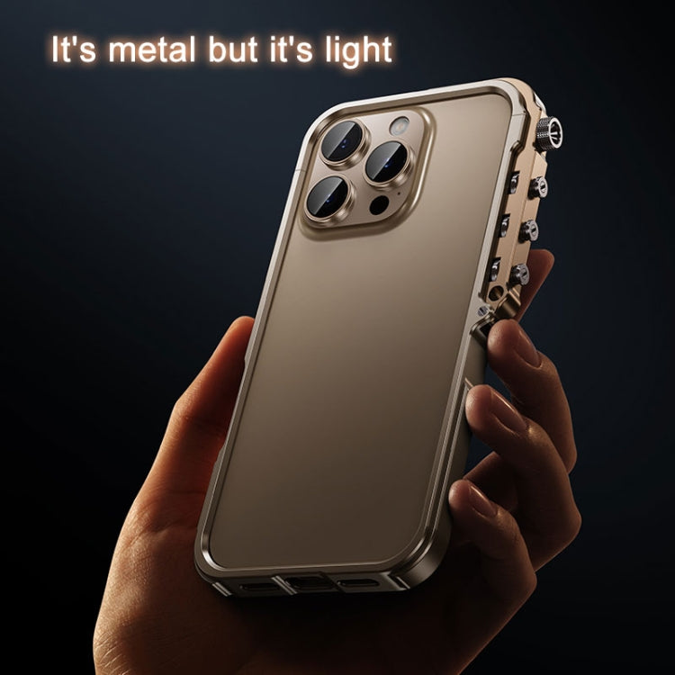 For iPhone 16 Pro Mechanical Armor Creative Metal Frame Aluminum Alloy Phone Case(Silver) - iPhone 16 Pro Cases by buy2fix | Online Shopping UK | buy2fix