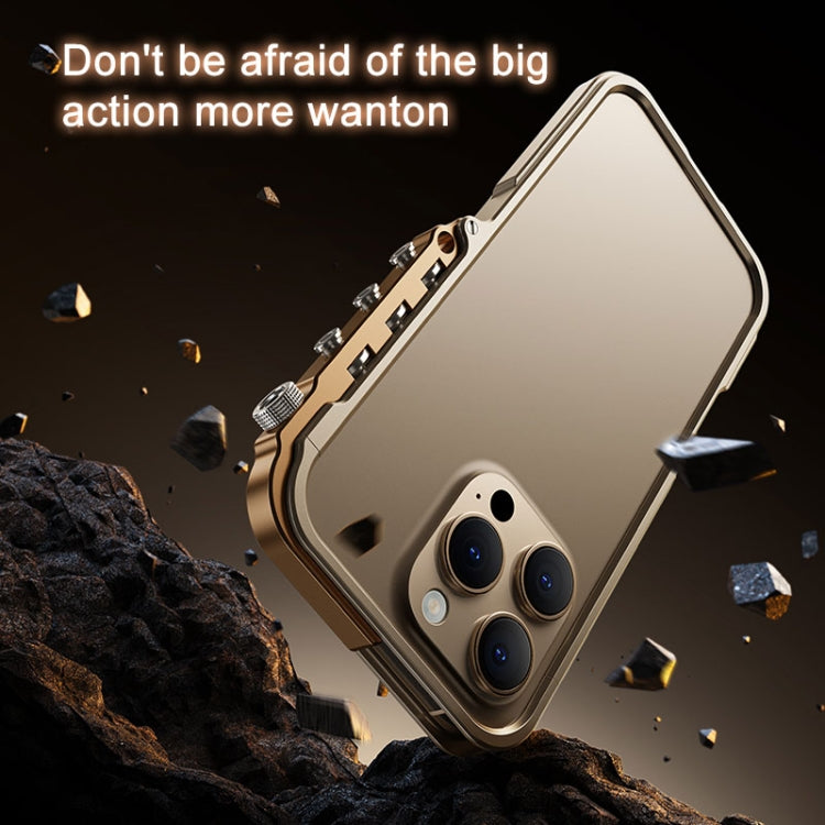 For iPhone 16 Pro Mechanical Armor Creative Metal Frame Aluminum Alloy Phone Case(Silver) - iPhone 16 Pro Cases by buy2fix | Online Shopping UK | buy2fix